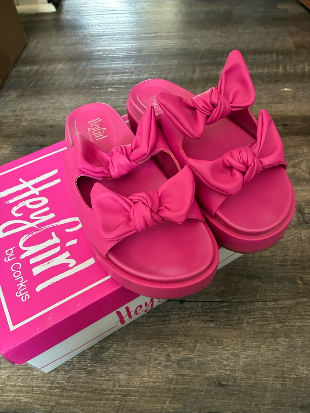Bright Pink Bow Slide Sandals for Kids